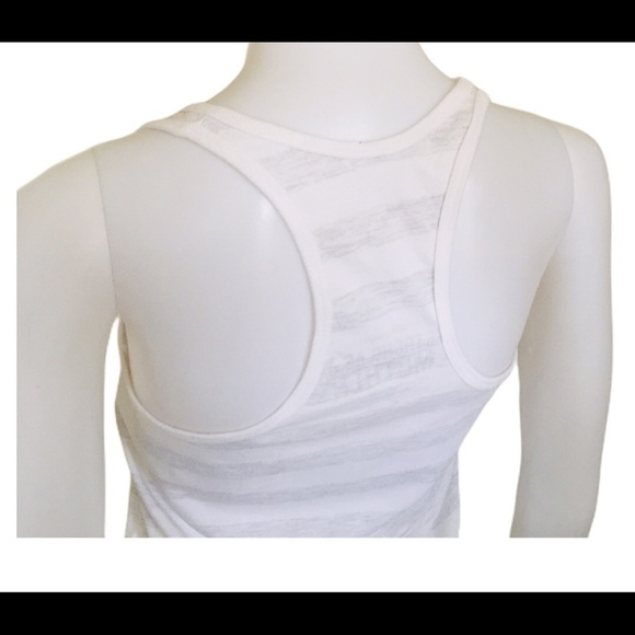 STRONG AS A MOTHER Stripe Tank Top With Scoop Neck & Racer Back Grey Size Medium - Picture 8 of 12